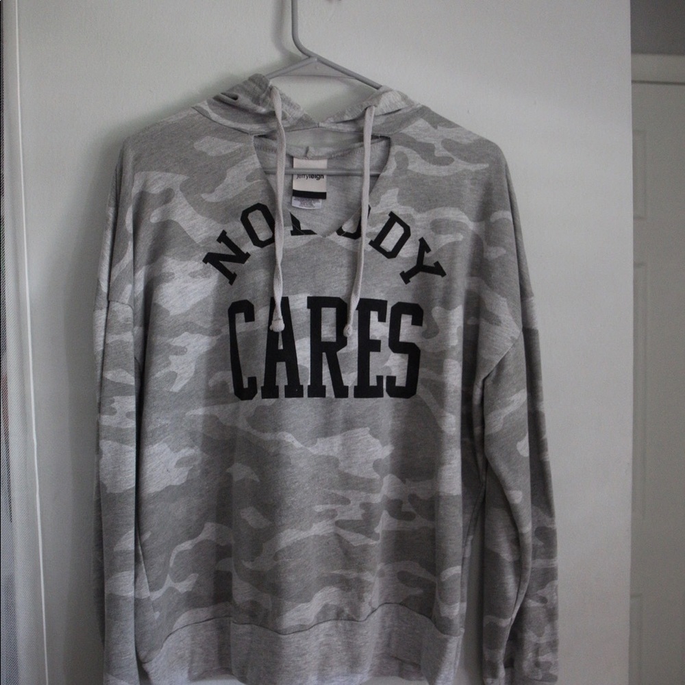 “nobody cares” v-neck hoodie